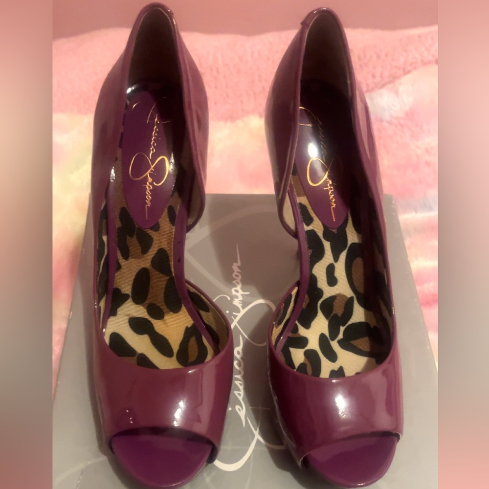 Jessica Simpson Glossy Purple Peep-Toe Heels